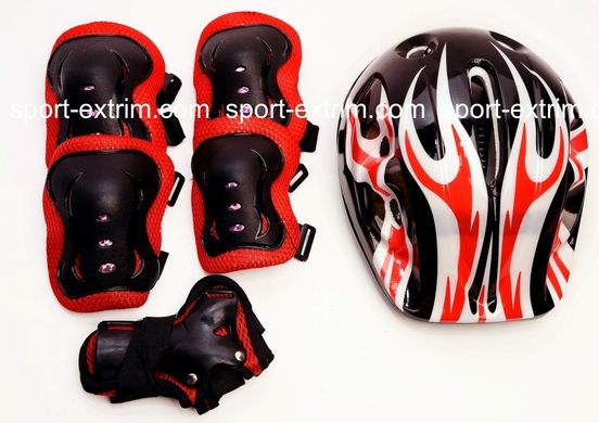 Комплект: Ролики Running Sport.Red р.31-34, 35-38 + защита + шлем, Красный