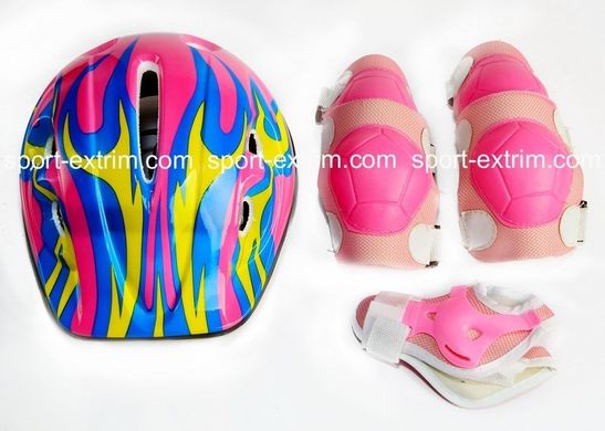 Комплект: Детские ролики LF Sport, Pink р.30-34,35-38+защита+шлем., Розовый