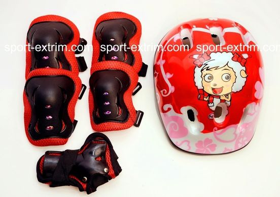 Комплект: Детские ролики LF Sport, Red р.30-34,35-38,39-42+защита+шлем., Красный