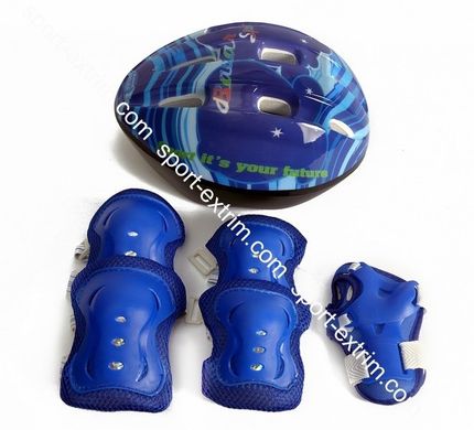 Комплект: Детские ролики LF Sport, Blue р.30-34,35-38,39-42 + защита + шлем, синий