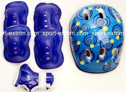 Комплект: Детские ролики LF Sport, Blue р.30-34,35-38,39-42 + защита + шлем, синий
