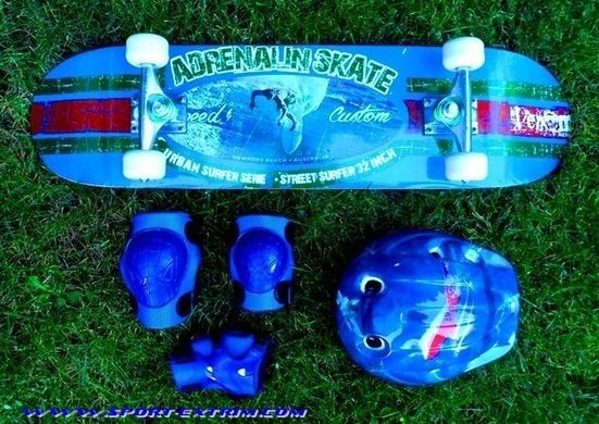 Комплект: Скейт ADRENALIN + защита + шлем, синий