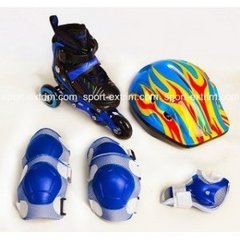 Комплект: Ролики Caromen sport Blue + защита + шлем, синий