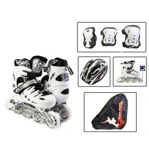 Комплект: Ролики Safe sport White р.29-33, 34-37, 38-41 + Защита + шлем