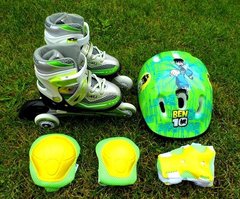 Комплект: Ролики Running Skates, Lime р. 29-33 + захист + шолом., лаймовий