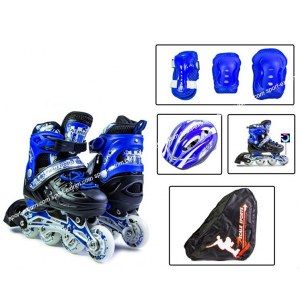 Комплект: Ролики Safe sport Blue р.29-33, 34-37, 38-41 + Защита + шлем