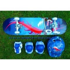 Комплект: Скейт Powerskate + захист + шолом, синий