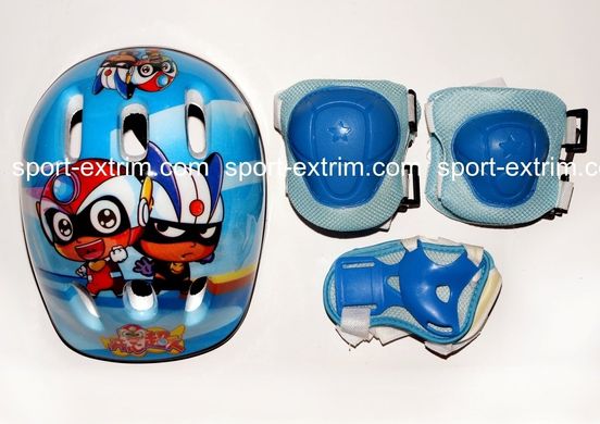 Комплект: Дитячі ролики LF Sport, Blue р.30-34,35-38,39-42 + захист + шолом, синій