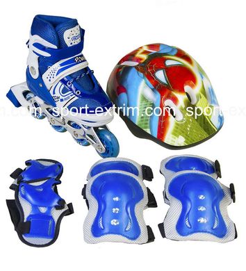 Комплект: Ролики Active Sport.Blue р.30-34, 35-38, 39-42 + захист + шолом, синій