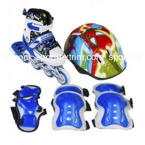 Комплект: Ролики Fly Kedo, Blue р.27-30,28-32,29-33 + защита + шлем, Голубой